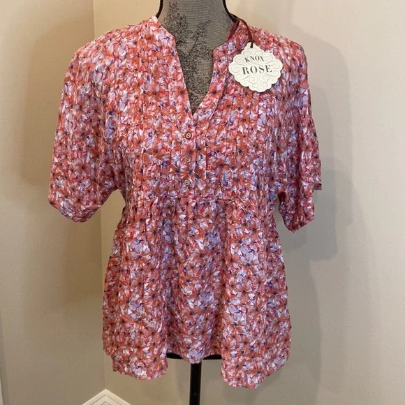 Knox rose short sleeve Henley blouse new small - Picture 2 of 7